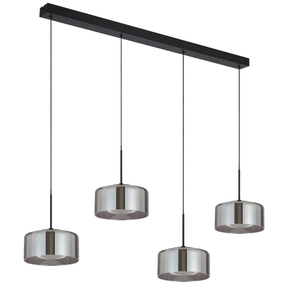 Telbix Cedro 4 Light Bar Pendant Black/Smoke Glass - Mases LightingTelbix