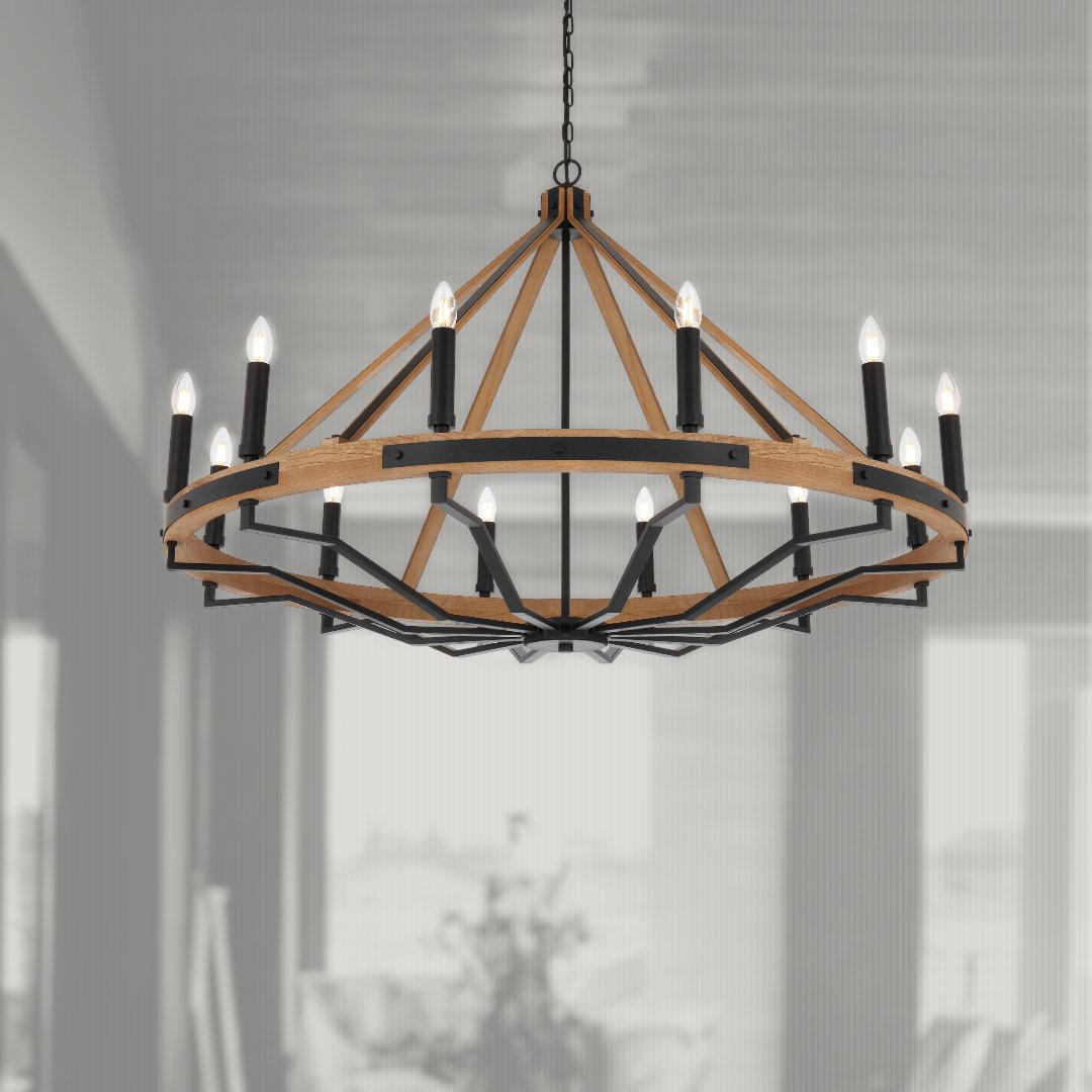 Telbix Darien 12 Light Pendant- Ash Wood - Mases LightingTelbix