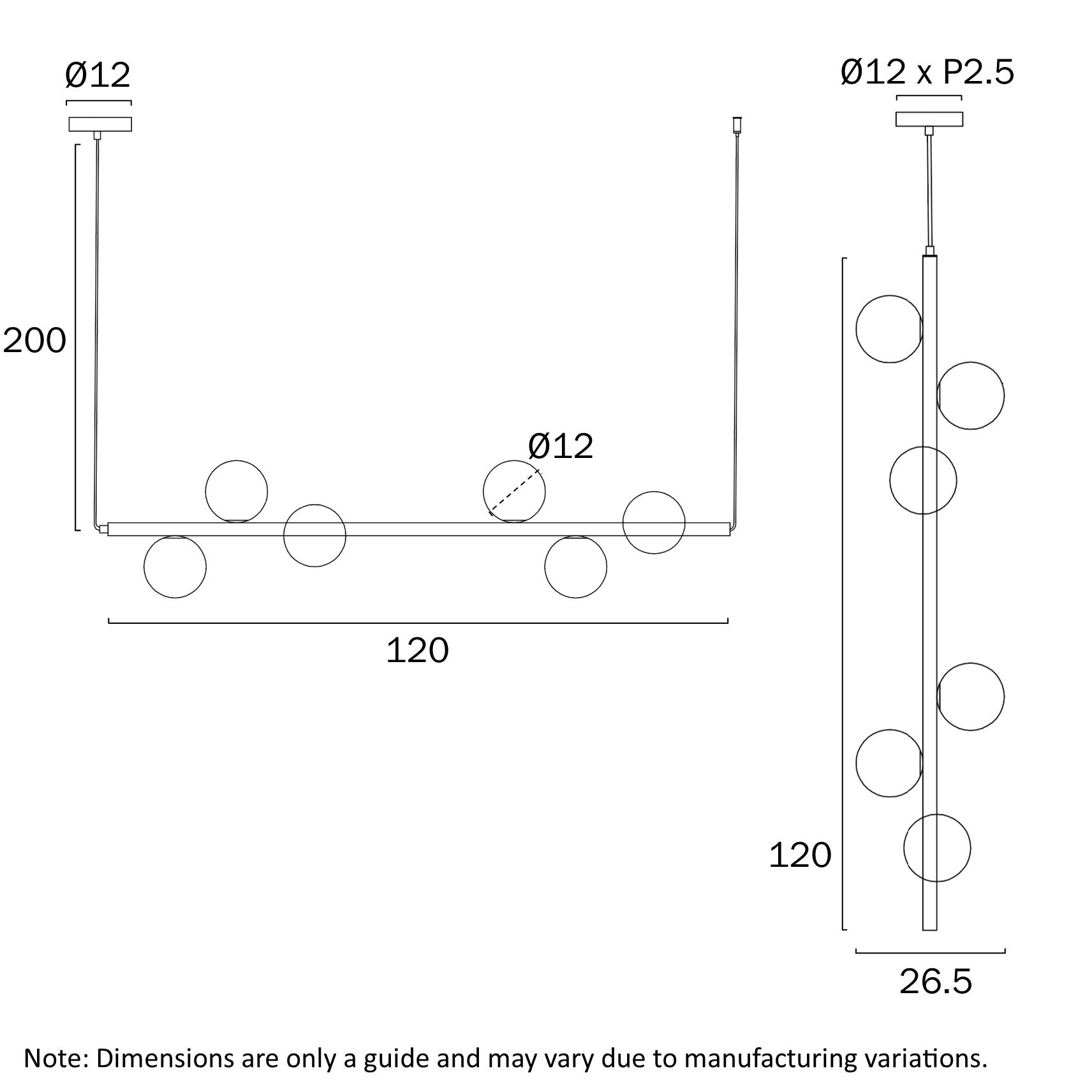 Telbix Elson 6 Light Pendant Black ELSON PE06 - BK - Mases LightingTelbix