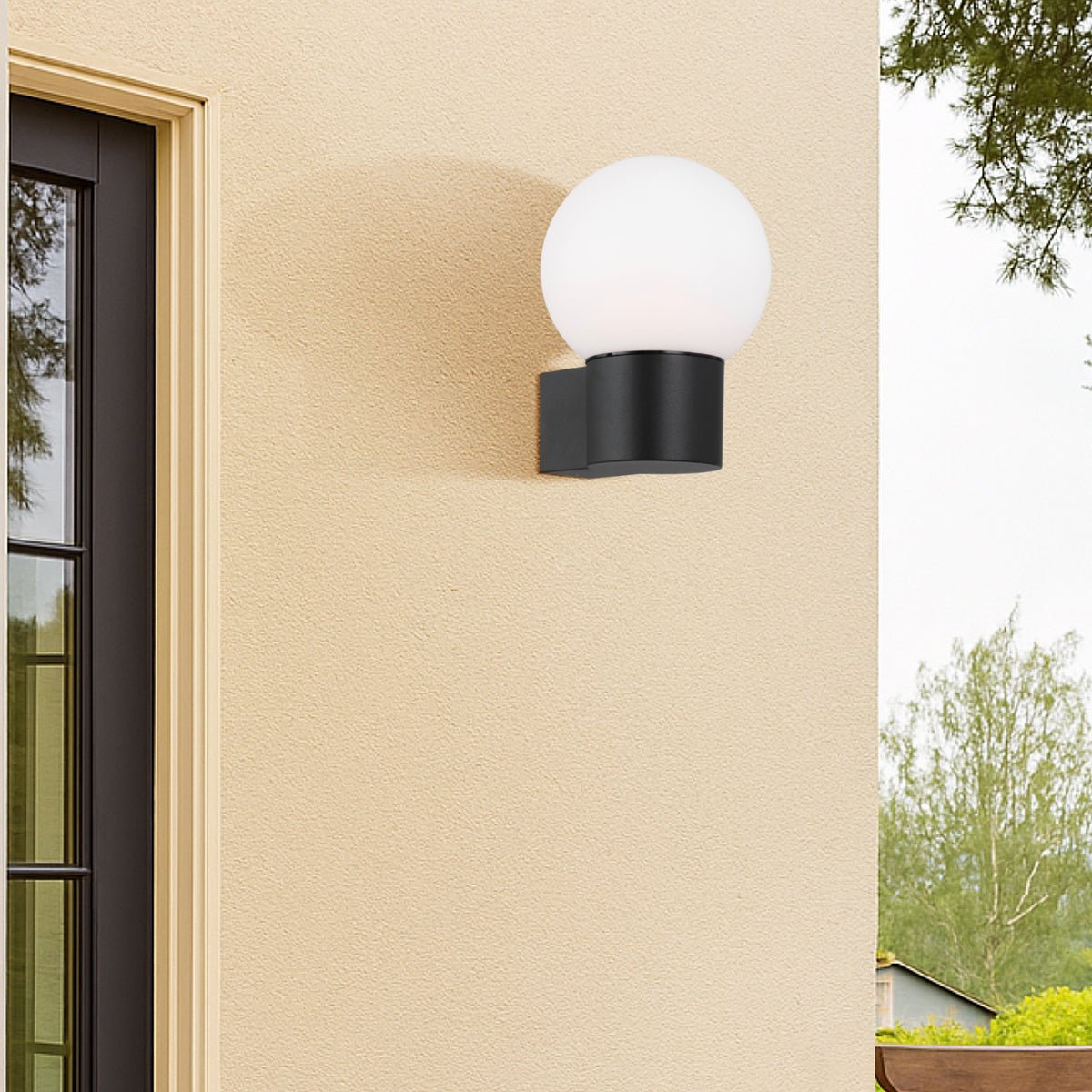 Telbix Gorem Exterior Wall Light Black / Opal Matt - Mases LightingTelbix