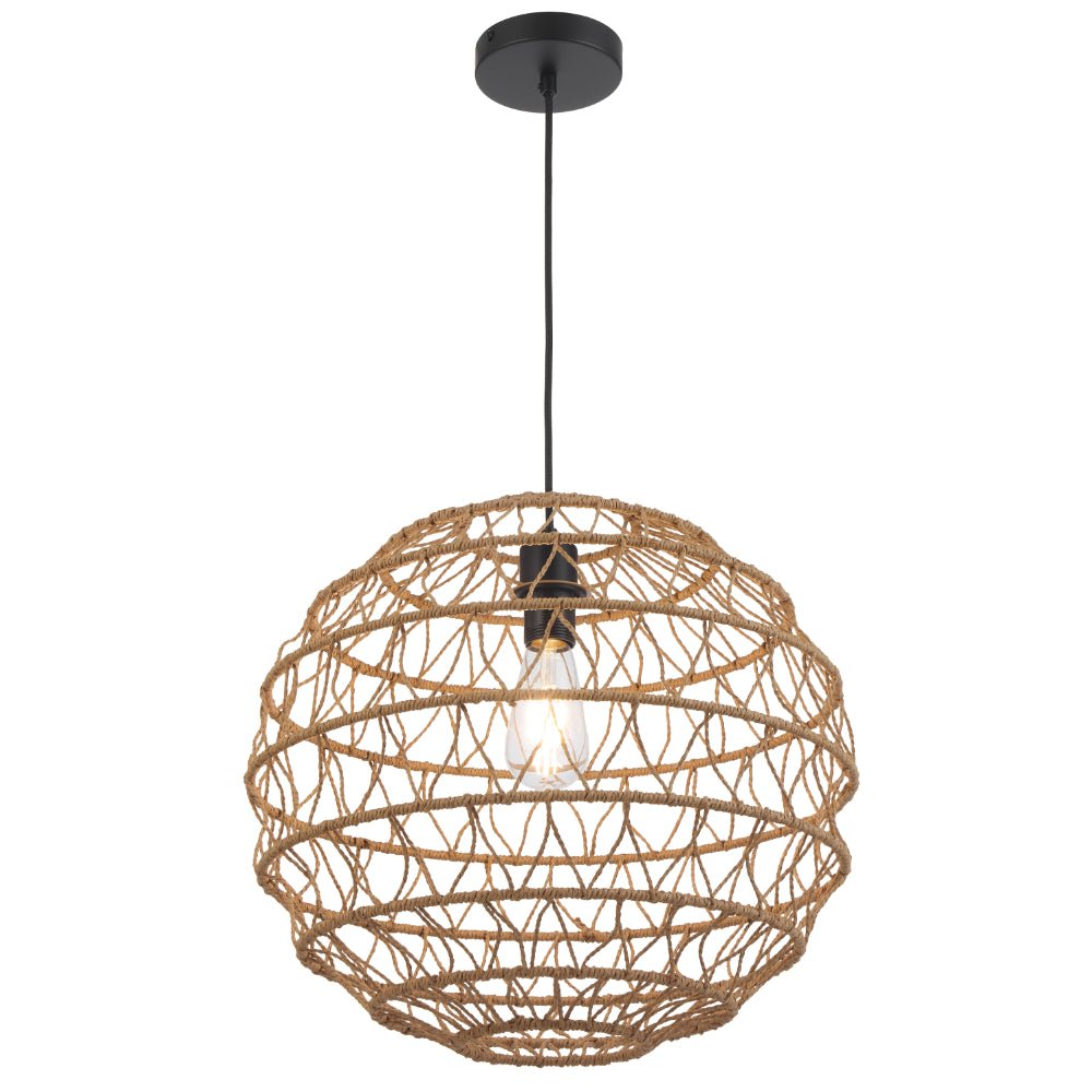 Telbix Ivalo Pendant Light in Black or Natural Colors 45CM 60CM