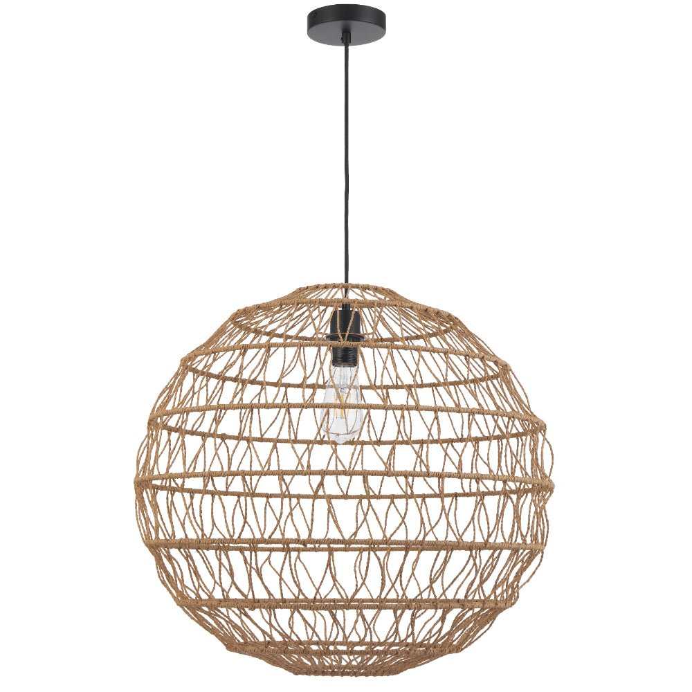 Telbix Ivalo Pendant Light in Black or Natural Colors 45CM 60CM