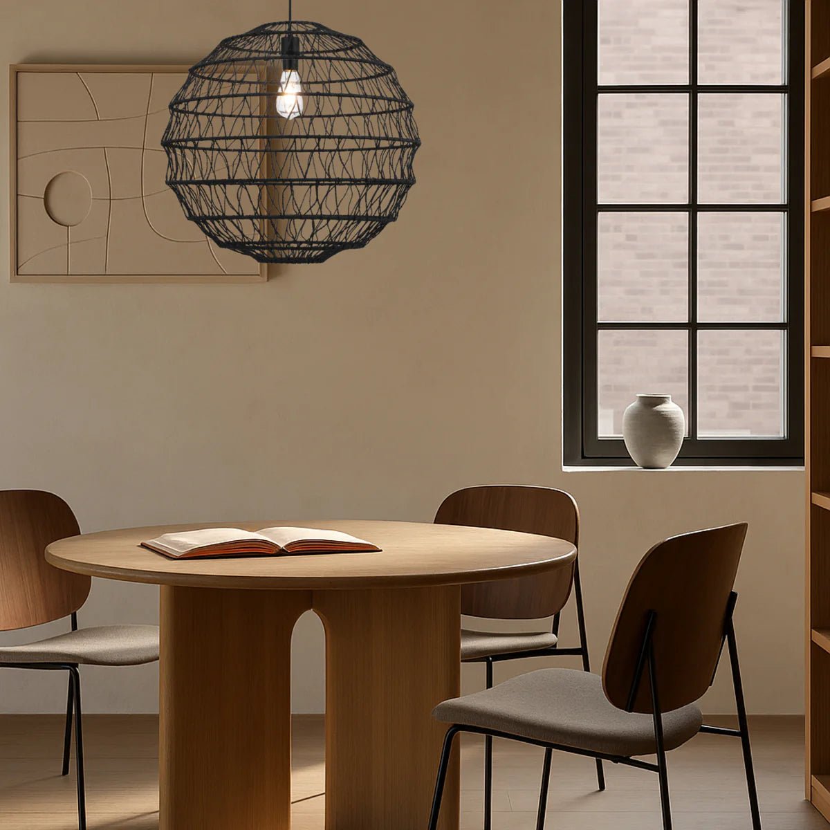 Telbix Ivalo Pendant Light in Black or Natural Colors 45CM 60CM