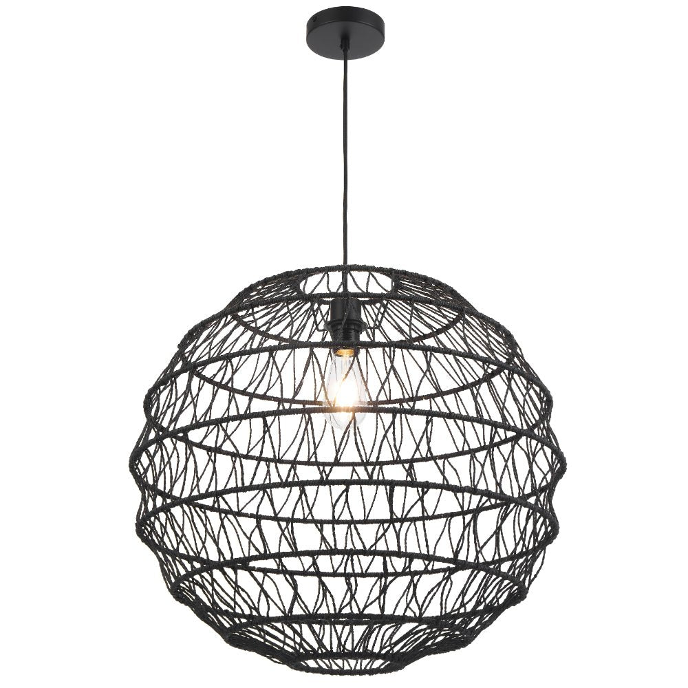 Telbix Ivalo Pendant Light in Black or Natural Colors 45CM 60CM