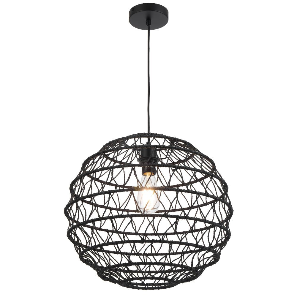Telbix Ivalo Pendant Light in Black or Natural Colors 45CM 60CM