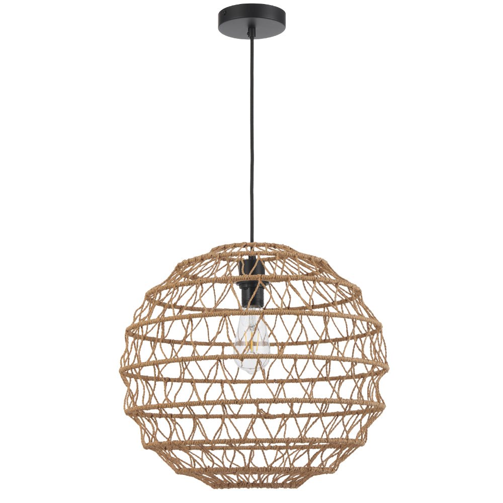 Telbix Ivalo Pendant Light in Black or Natural Colors 45CM 60CM
