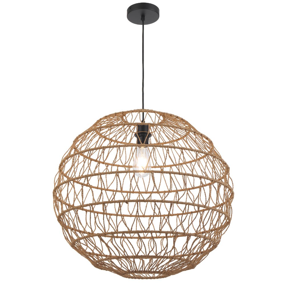 Telbix Ivalo Pendant Light in Black or Natural Colors 45CM 60CM