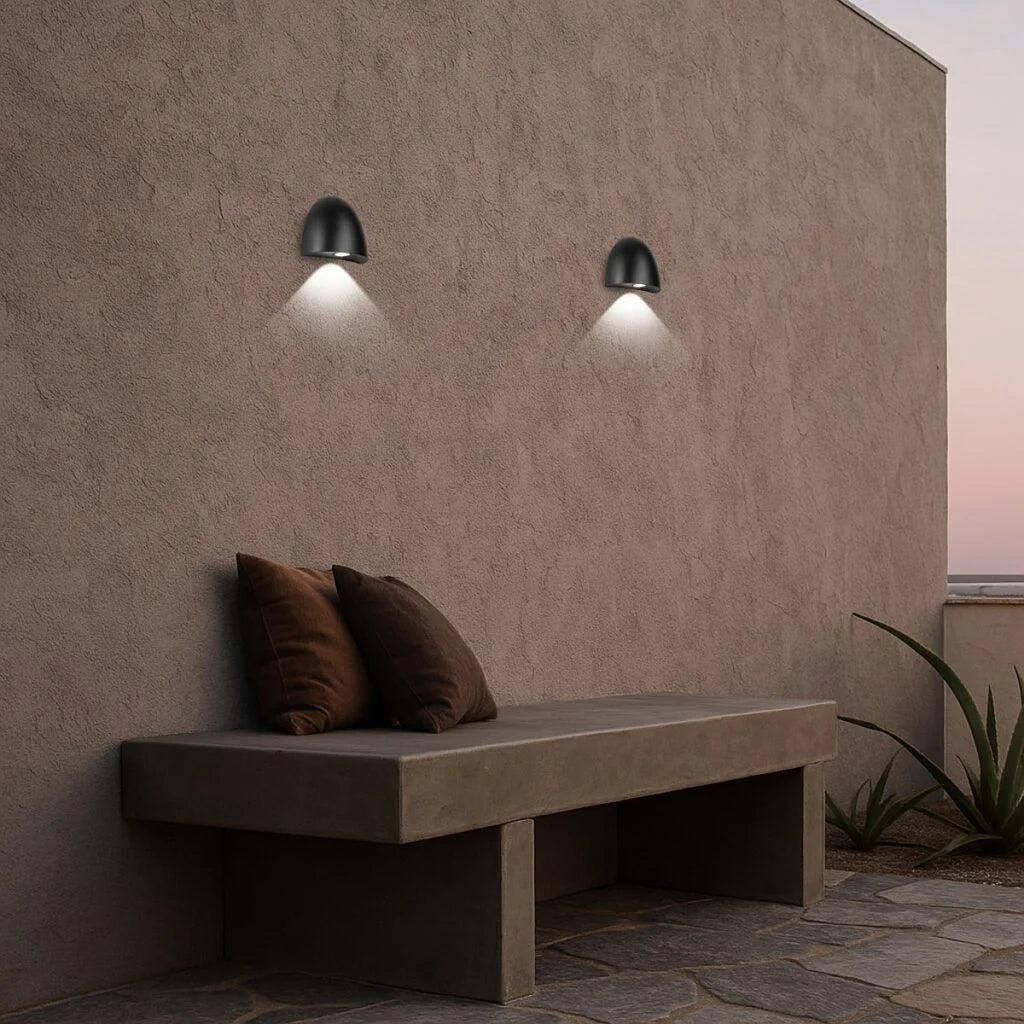 Telbix Jora Exterior Step Wall Light in Corten, Verde Green and Black