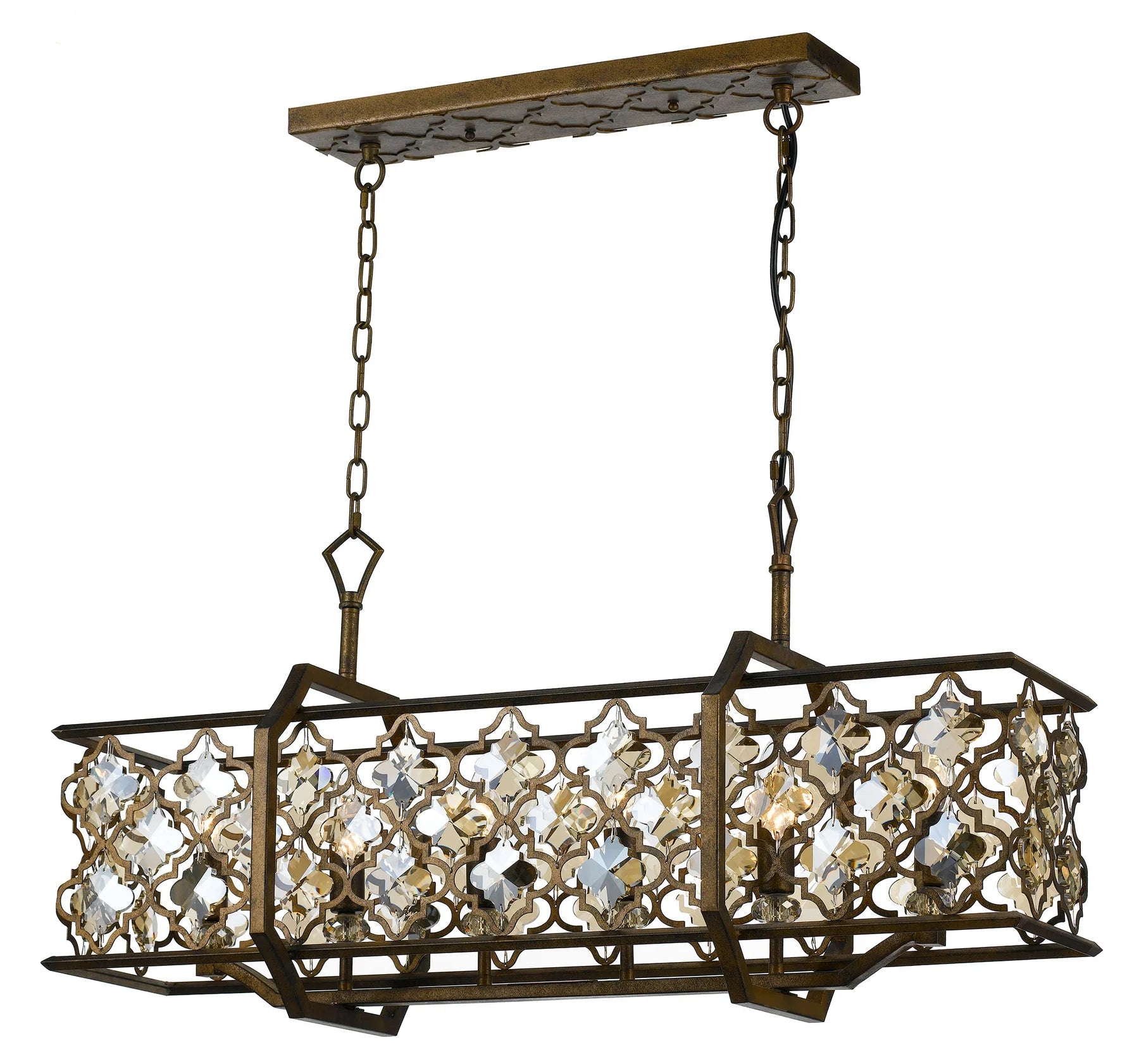 Telbix Mimosa Rectangle 6LT Pendant - Mocha and Crystal/ Square - Mases LightingTelbix