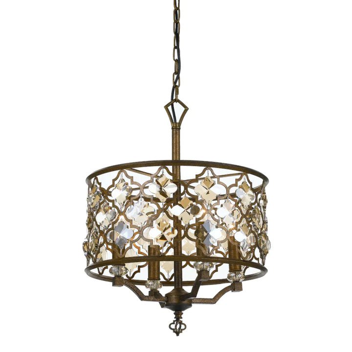 Telbix Mimosa Round 4LT Pendant - Mocha and Crystal/ Round - Mases LightingTelbix