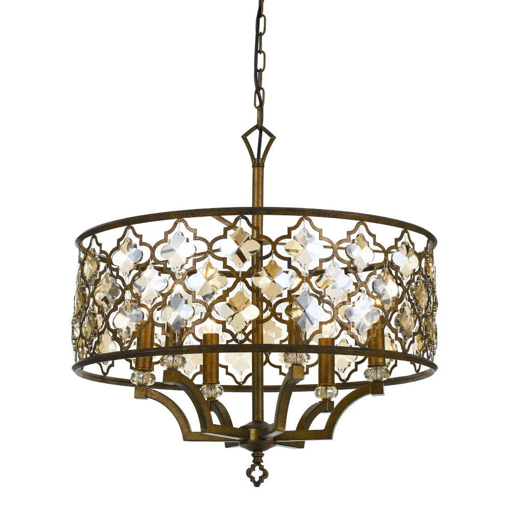 Telbix Mimosa Round 6LT Pendant - Mocha and Crystal/ Round - Mases LightingTelbix