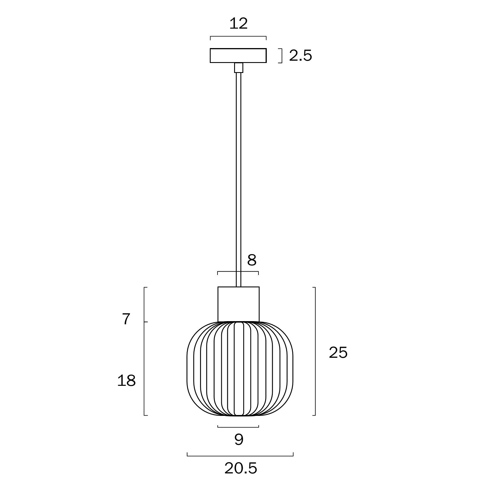 Telbix Nori 20 Lights Pendant - Black Opal Matt