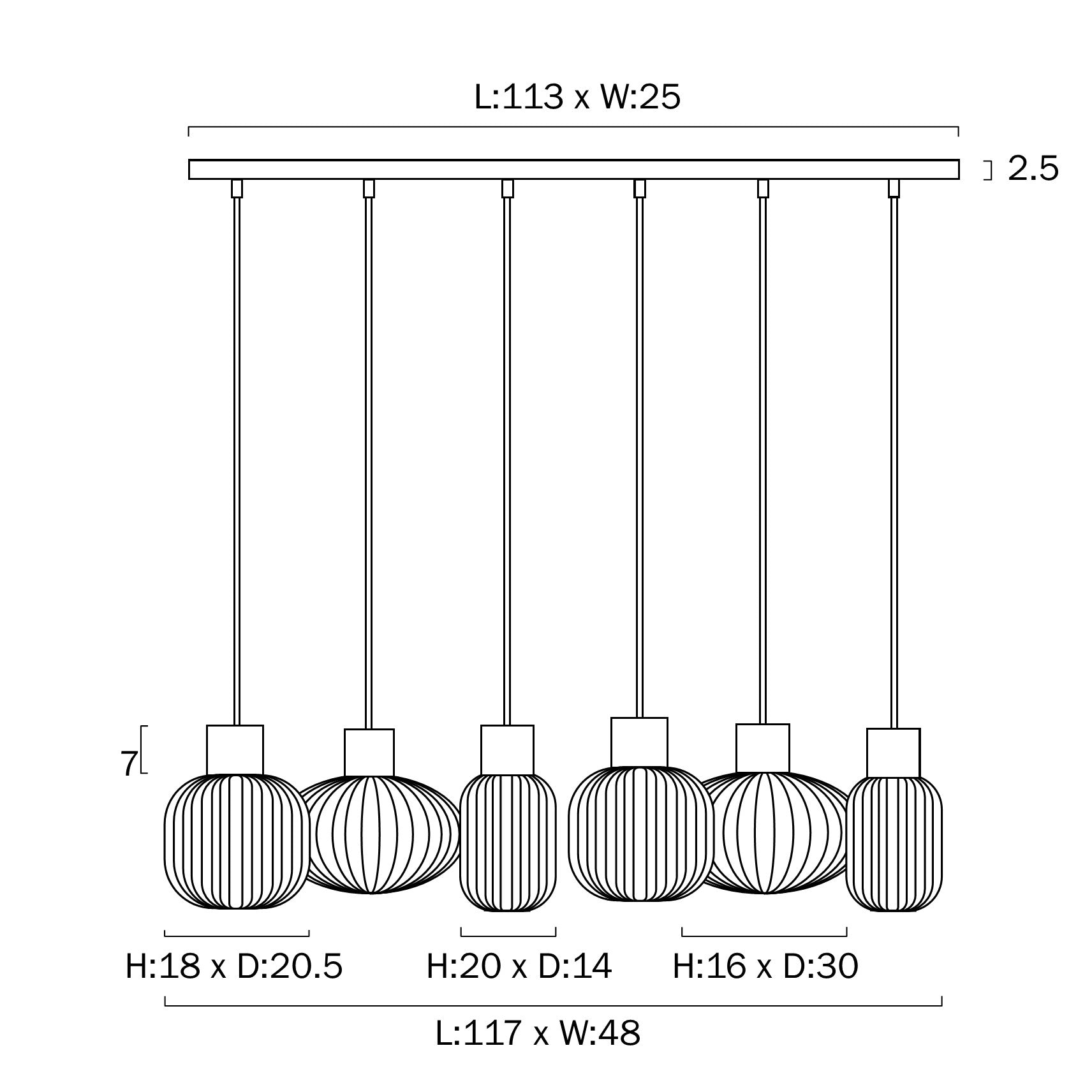 Telbix Nori 6 Lights Pendant - Black Opal Matt - Mases LightingTelbix