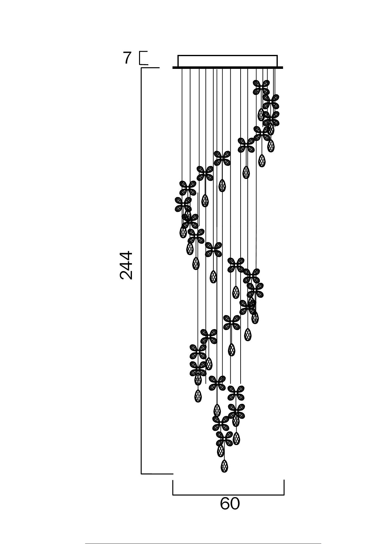 Telbix Paradis 251cm Pendant - Chrome
