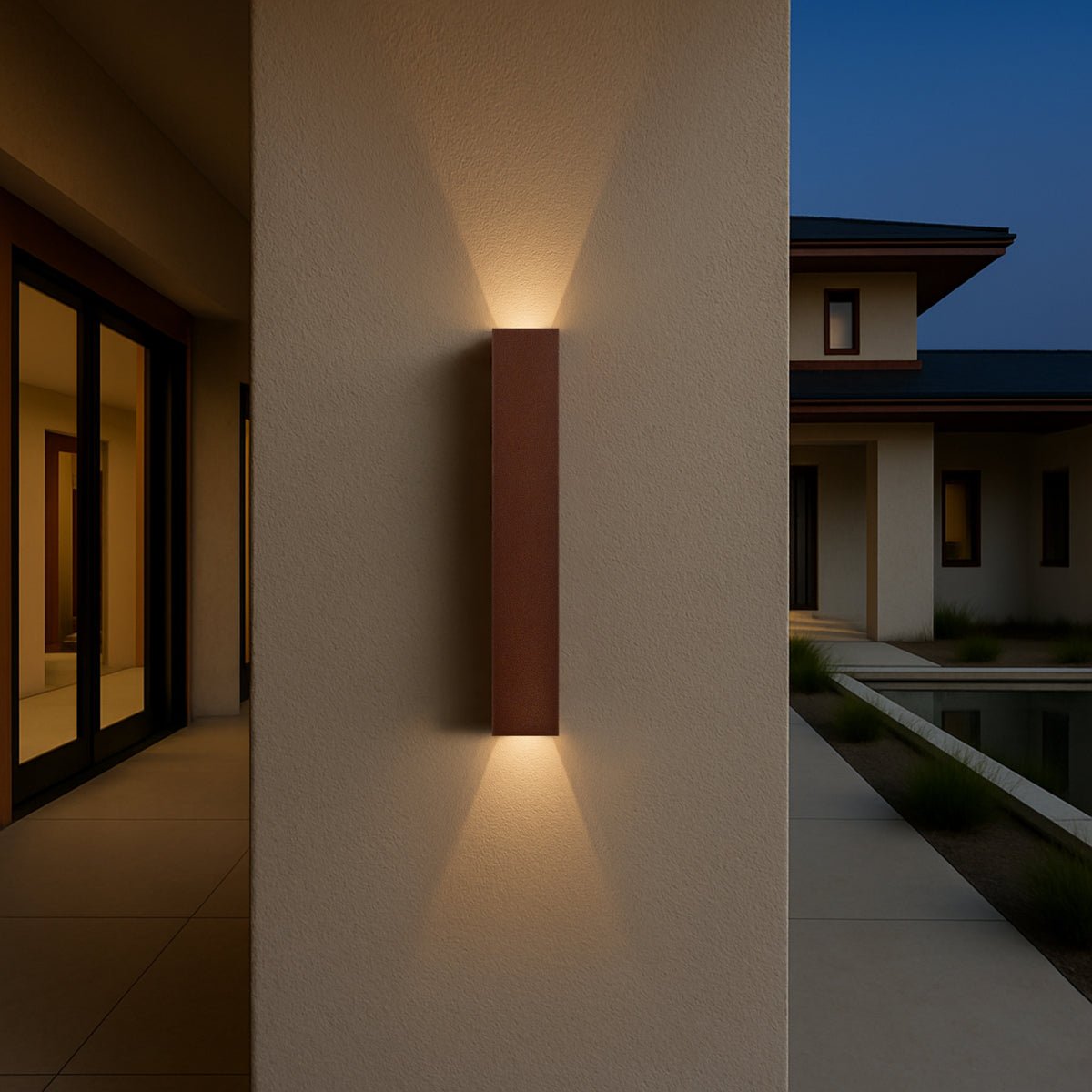 Telbix Ryland Exterior LED Up / Down Wall Light in Brass, Black and Rust
