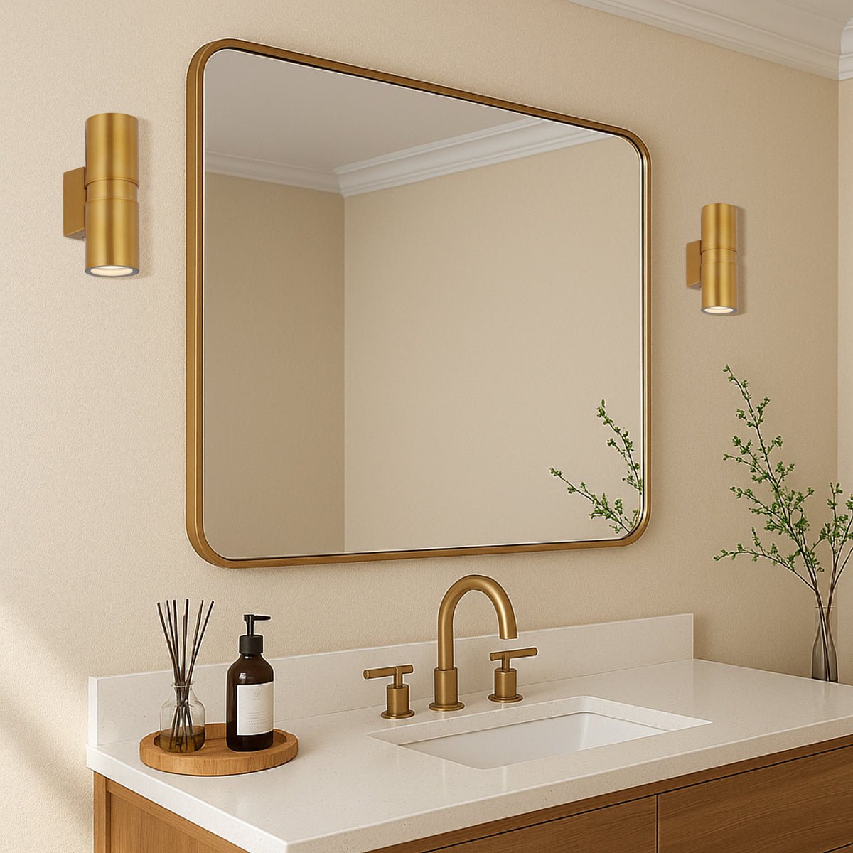 Telbix Sarnel Exterior Up/Down Wall Light in Rust or Brass - Mases LightingTelbix