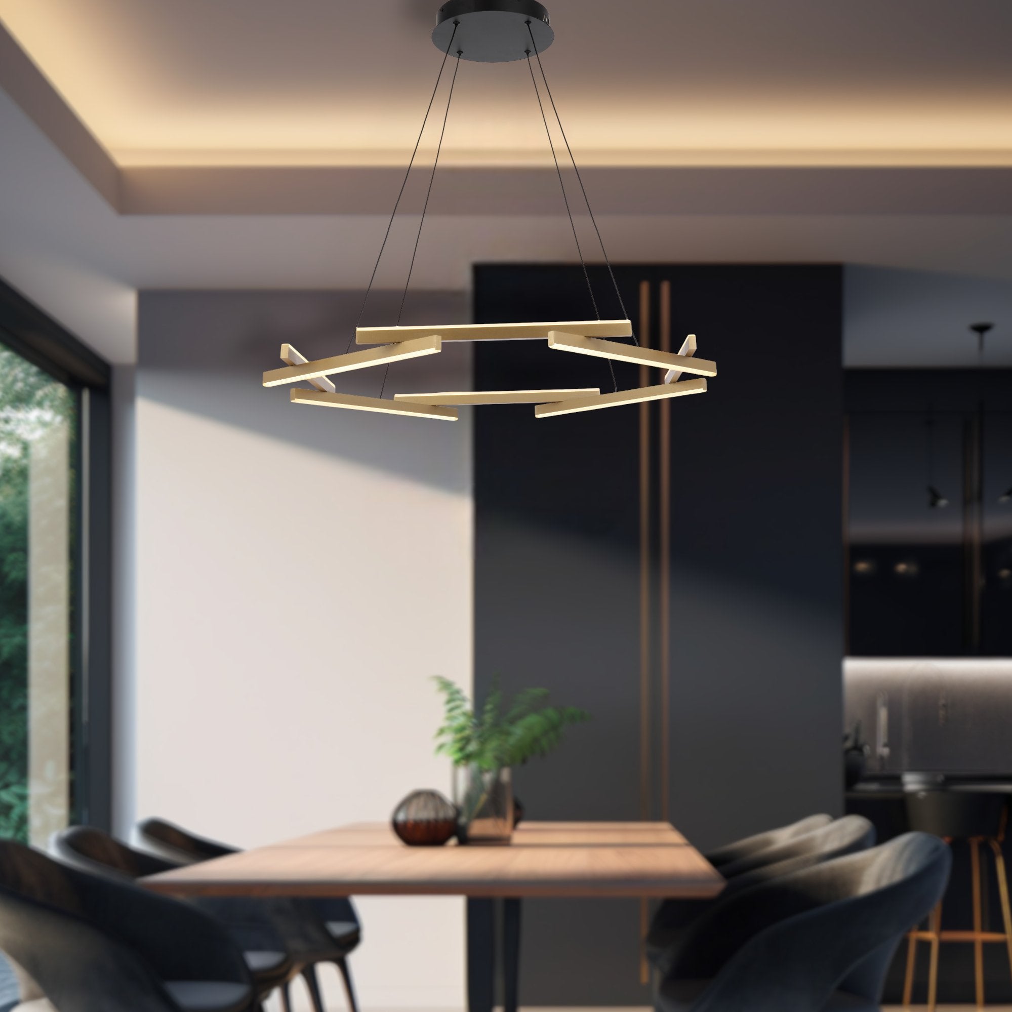 Telbix Tarson 1 Tier LED Pendant Black-Gold TARSON PE1T-BKGD