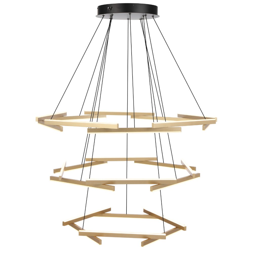 Telbix Tarson 3 Tier LED Pendant Black-Gold TARSON PE3T-BKGD