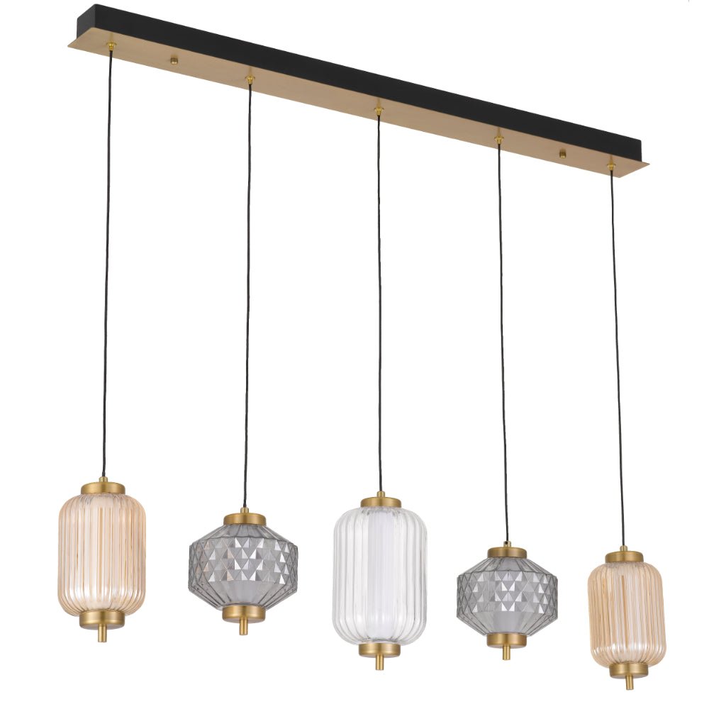 Telbix Torso 5 Light LED Bar Pendant Brass TORSO PE5B-BRS