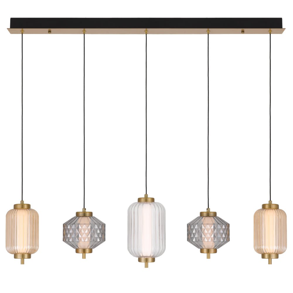 Telbix Torso 5 Light LED Bar Pendant Brass TORSO PE5B-BRS
