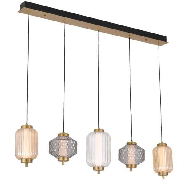 Telbix Torso 5 Light LED Bar Pendant Brass TORSO PE5B - BRS - Mases LightingTelbix