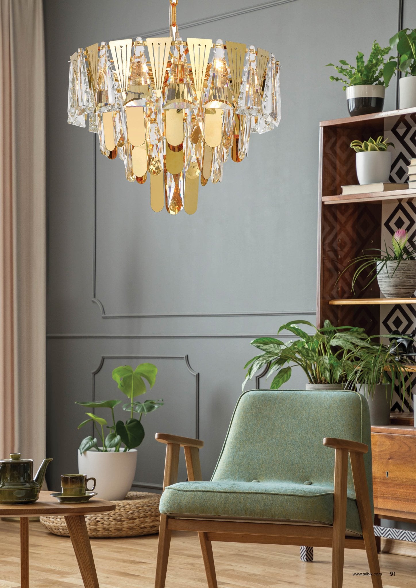 Telbix Valerie 40cm Pendant Chrome/Gold