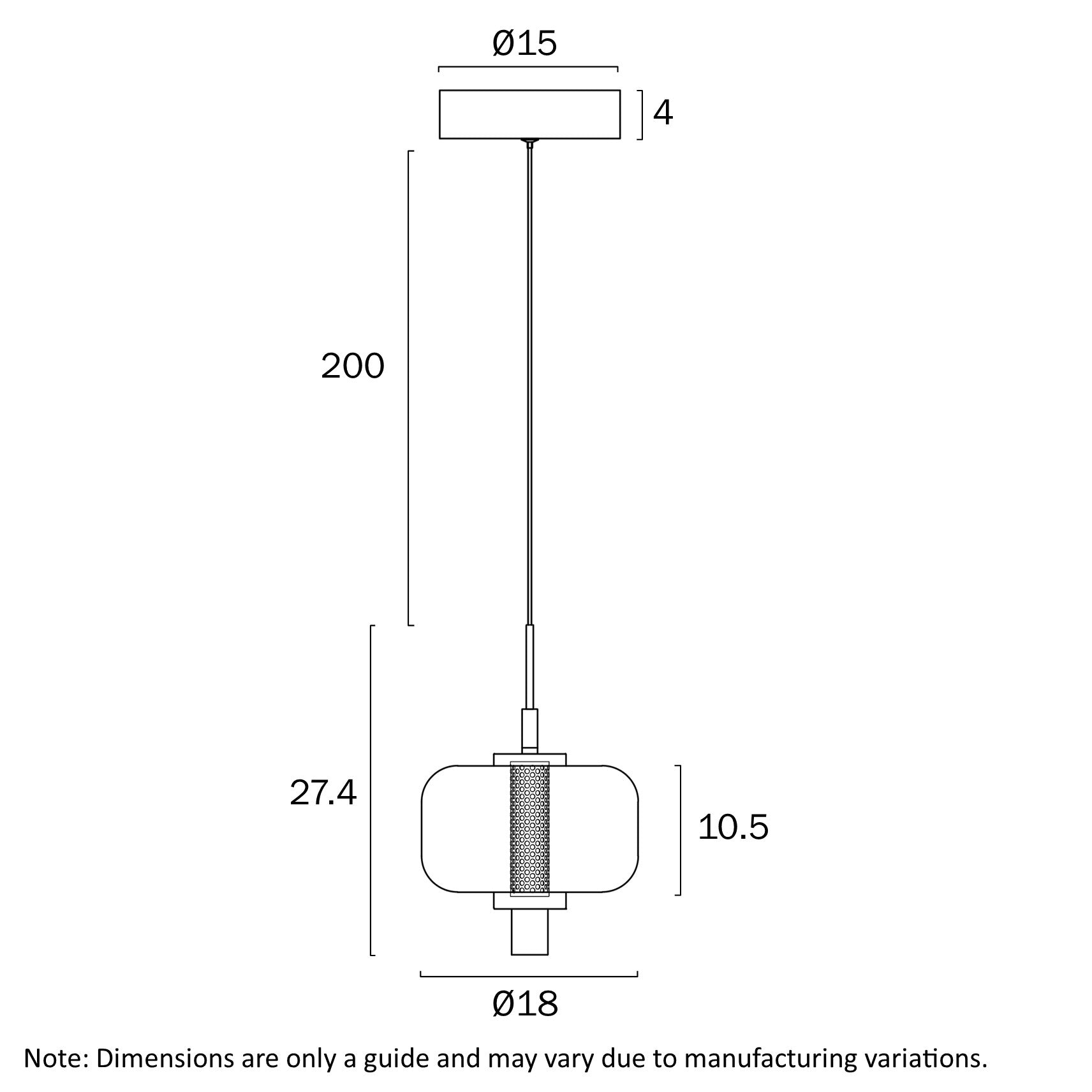 Telbix Volen 1 Light Bar Pendant