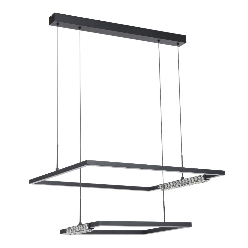 Telbix Zafra 2 Tier Pendant Black Sand / Crystal - Mases LightingTelbix