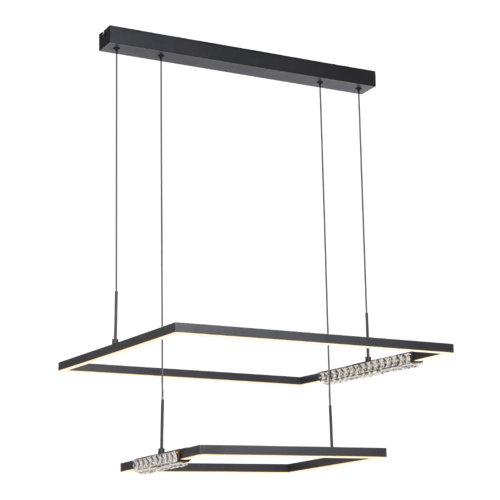 Telbix Zafra 2 Tier Pendant Black Sand / Crystal - Mases LightingTelbix