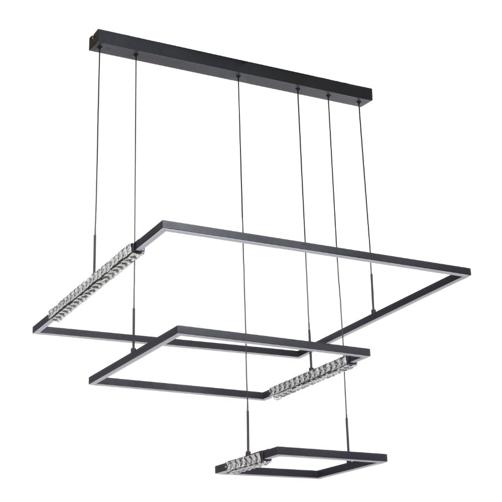Telbix Zafra 3 Tier Pendant Light in Black Sand/Crystal - Mases Lightingtelbix