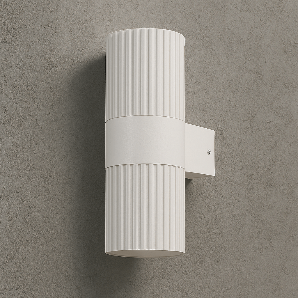 Torsten exterior up and down wall light, Scandinavian ribbed-aluminium design