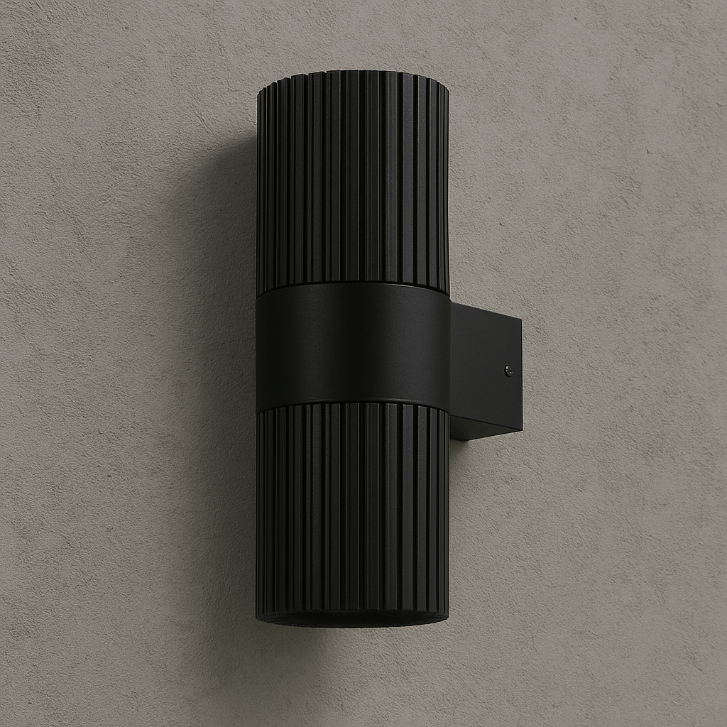 Torsten IP65 up/down wall light in black, weather-rated for exposed walls