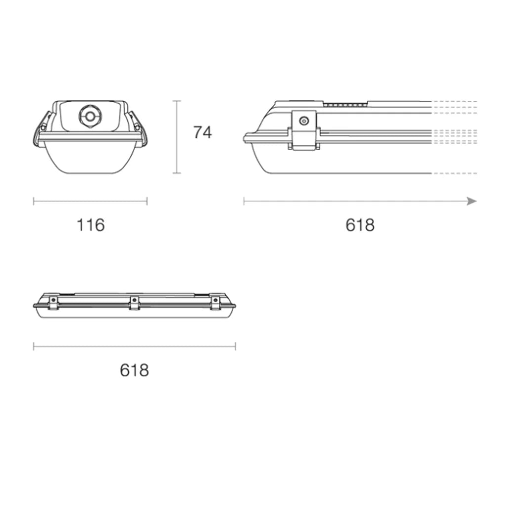 Triled Batten Light in 618mm x 116mm