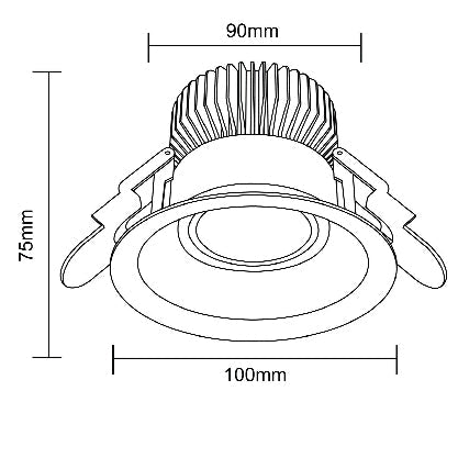 Lighting Creations Vega 90 tri-colour LED downlight, CRI 97+, aluminium, 60° beam