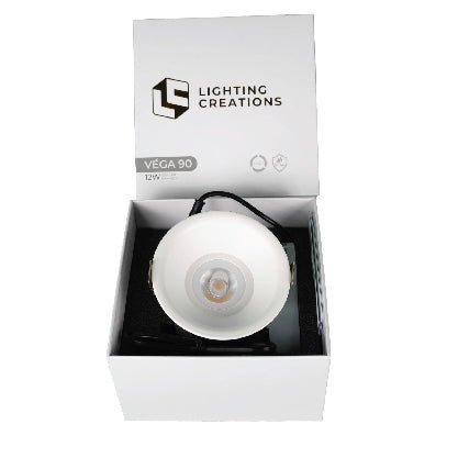 Vega 90 12W recessed downlight, CRI 97+, 3000K/4000K/6000K tri-colour selectable