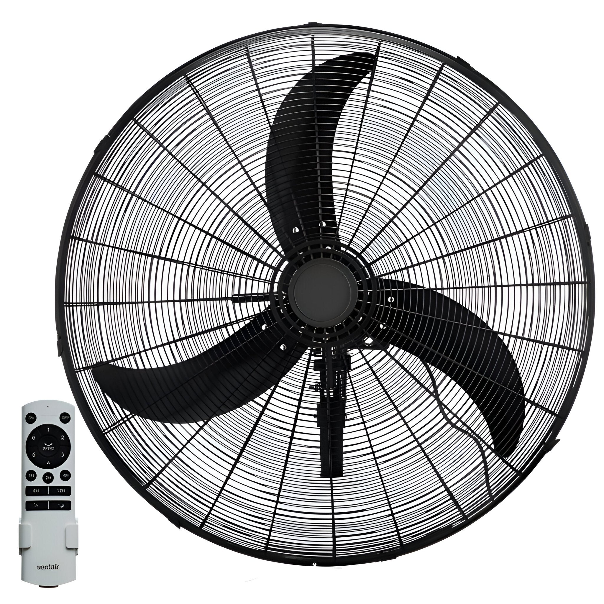 Ventair WALL DC 75cm Oscillating Wall-Mounted Fan - Matte Black Grille and Matte Black Aluminium Blades - Mases LightingVentair