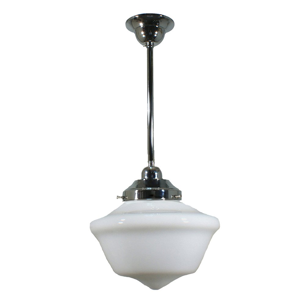 Victorian 9" or 12" or 16" 1 Light ROD Pendant Light - Black/Chrome/Polished Brass/Chrome Retro