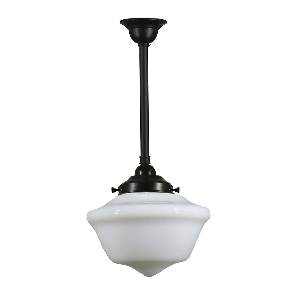Victorian 9" or 12" or 16" 1 Light ROD Pendant Light - Black/Chrome/Polished Brass/Chrome Retro