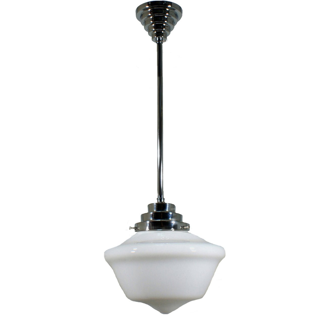 Victorian 9" or 12" or 16" 1 Light ROD Pendant Light - Black/Chrome/Polished Brass/Chrome Retro
