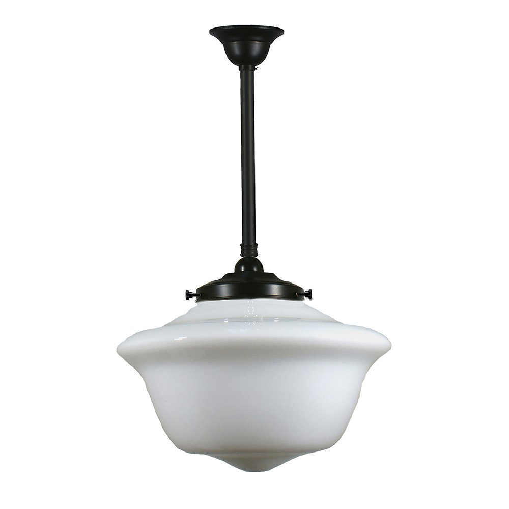 Victorian 9" or 12" or 16" 1 Light ROD Pendant Light - Black/Chrome/Polished Brass/Chrome Retro