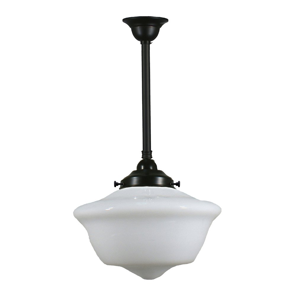 Victorian 9" or 12" or 16" 1 Light ROD Pendant Light - Black/Chrome/Polished Brass/Chrome Retro