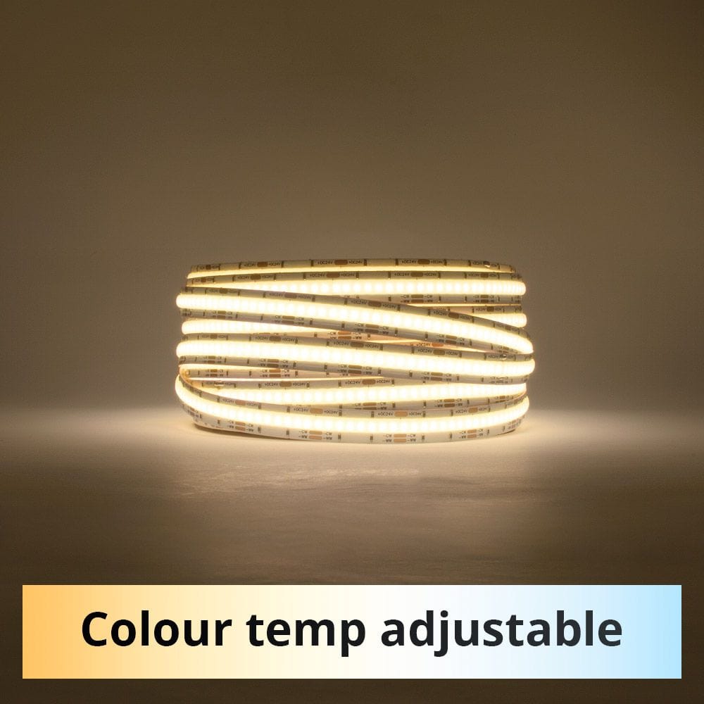 12mm | 24W/m DTW 2700K - 6500K | IP20 | COB Dot Free LED Strip Light - Mases LightingLighting Creations