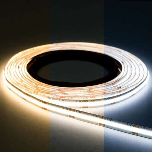 12mm | 24W/m DTW 2700K - 6500K | IP20 | COB Dot Free LED Strip Light - Mases LightingLighting Creations