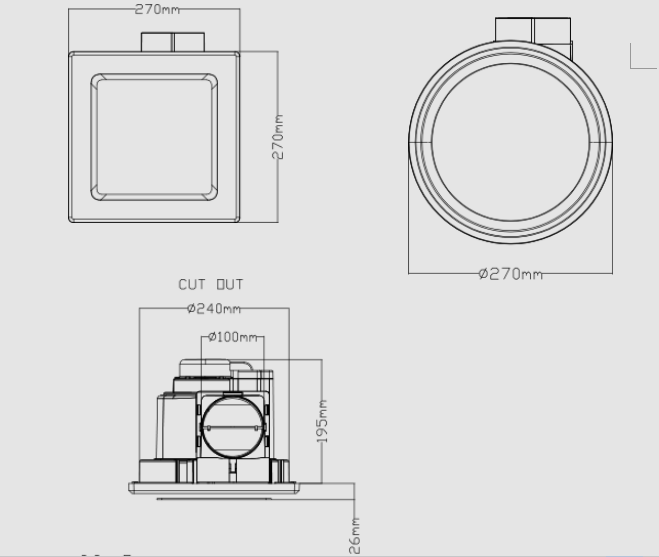 3A Lighting 240mm Bathroom Exhaust Fan