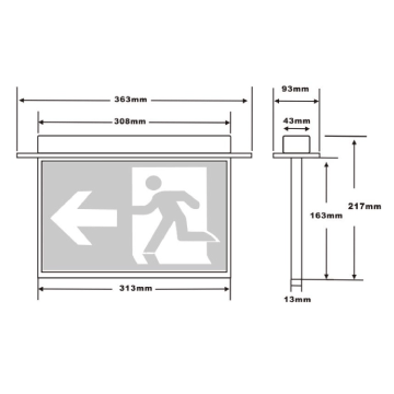 3A Lighting Blade Recessed Mount Exit Light
