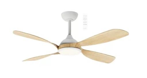 50" Hampton Smart WIFI DC Ceiling Fan White/Oak, With Light MHDC1343 Martec Lighting - Mases LightingMartec