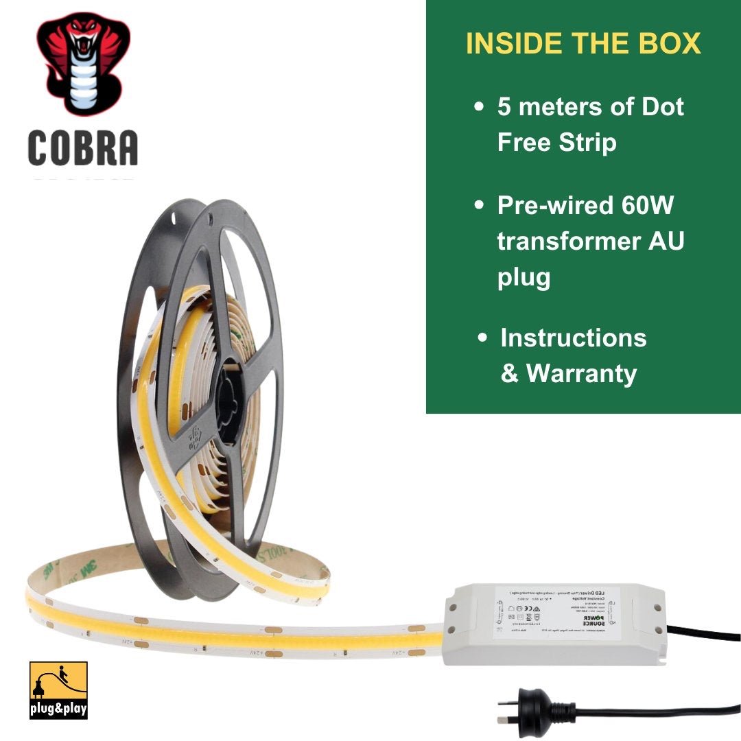 8mm | 10W/m 4000ºK | IP20 | COB Flexible LED Strip Light - Mases LightingLighting Creations