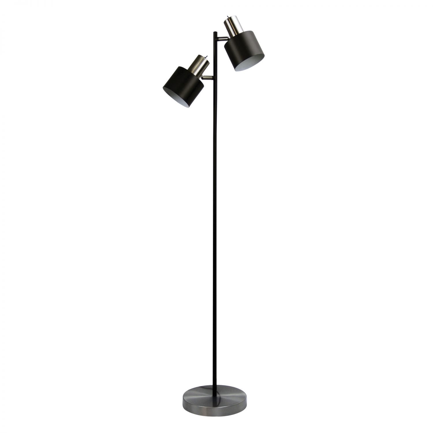 Ari 2 Light Floor Lamp Black With Brushed Chrome Head - Mases LightingOriel Lighting