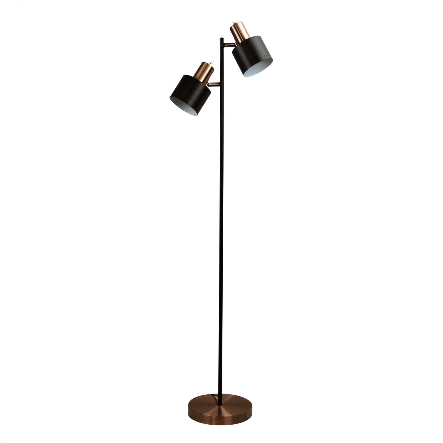 Ari 2 Light Floor Lamp Black With Copper Head - Mases LightingOriel Lighting