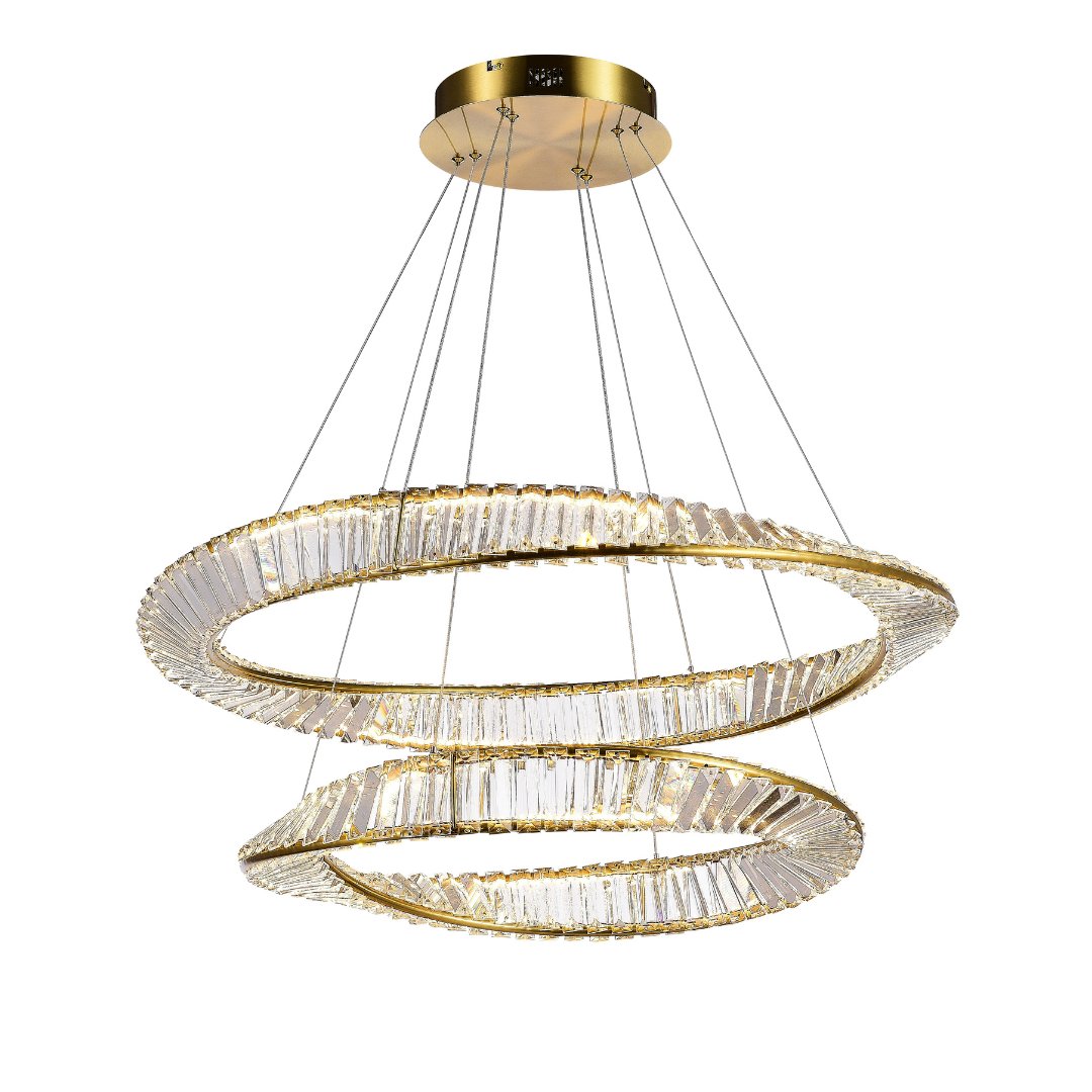 ASCOT DUO 65W LED Crystal Chandelier with Gold Edging - Mases LightingLighting Creations